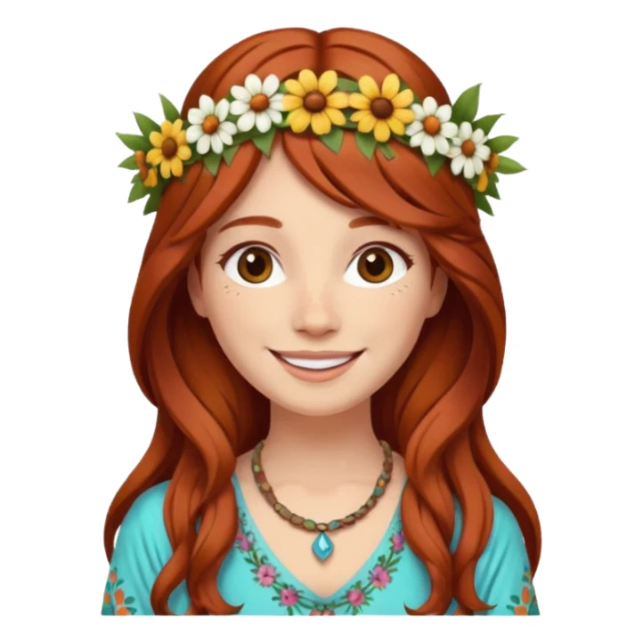 Auburn hair woman in hippie clothes sticker