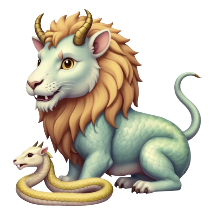lion, goat, and snake chimera, pastel muted tones sticker