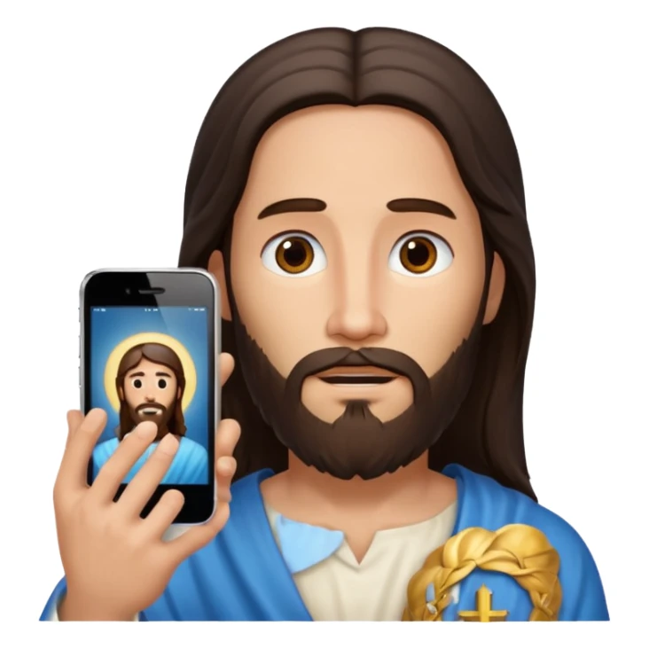 iPhone screen with a realistic image of Jesus displayed on it sticker