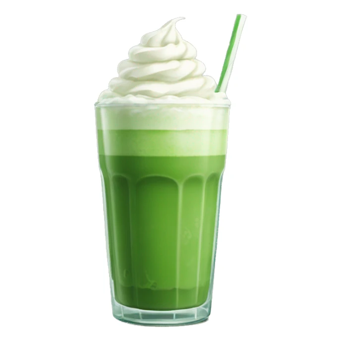 Tall iced matcha glass with whipped cream sticker