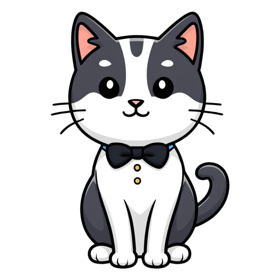 Female tuxedo cat, beautiful sticker