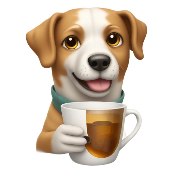 Dog holding a cup of tea  sticker