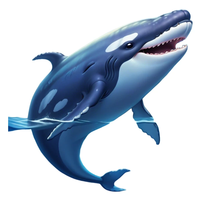 Cinematic Comical Humpback Whale Portrait Emoji, Head tilted dramatically with an exaggeratedly shocked expression, featuring a massive yet graceful body with wide, comically expressive eyes full of playful disbelief and animated pectoral fins, Simplified yet hilariously expressive features, highly detailed, glowing with a slightly sassy oceanic glow, high shine, dramatic yet playful, stylized with an air of cheeky marine mischief, soft glowing outline, capturing the essence of a meme-worthy humpback whale that looks ready to make waves with its hilariously dramatic antics! sticker