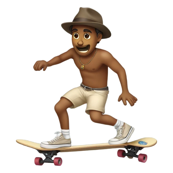 Indian jones riding a skateboard upside down in underwear sticker