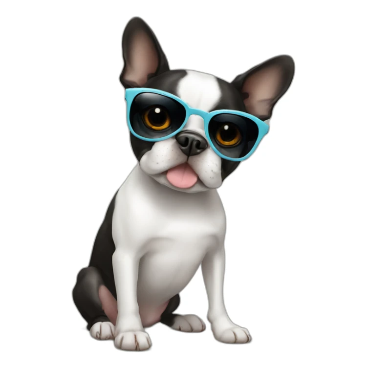 boston terrier with sunglases sticker