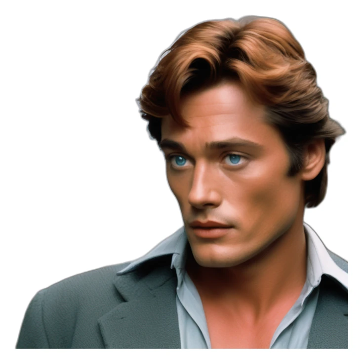 Alain Delon young bouncer blue eyes short red hair sticker