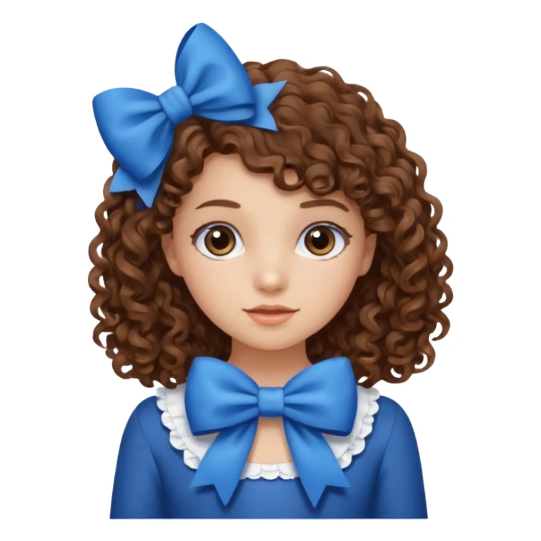 girl with curly hair blue bow sticker
