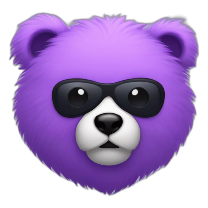 Purple furry bear head with a black eye patch only on one eye sticker