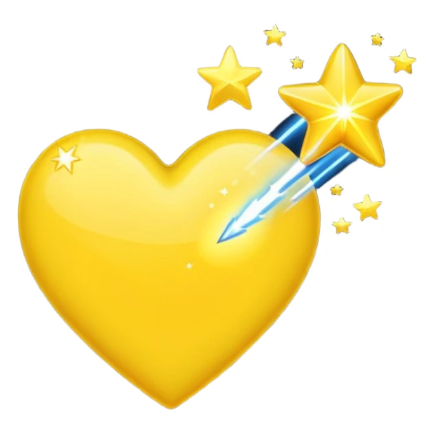 yellow heart with a shooting star sticker