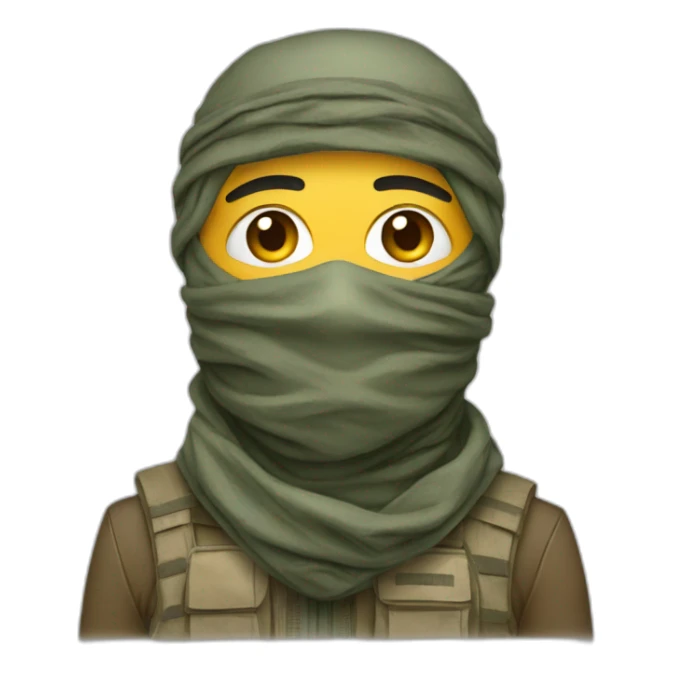 A person masked with shemagh and wearing military clothing  sticker