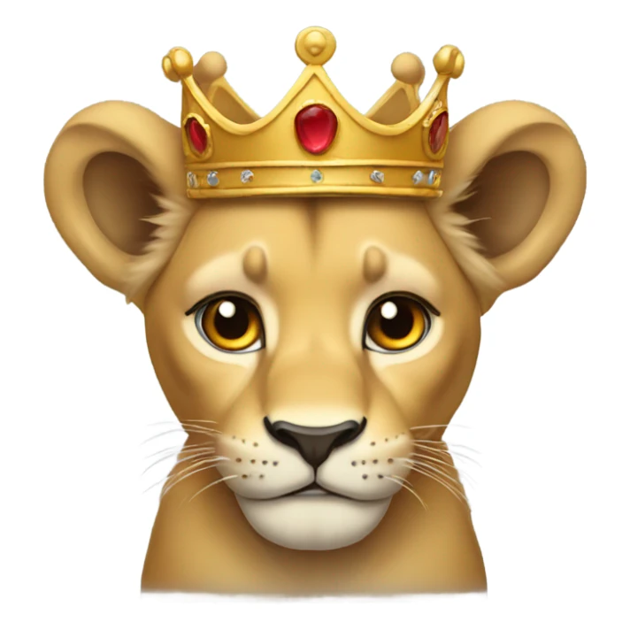 Lion cub with crown on its head sticker