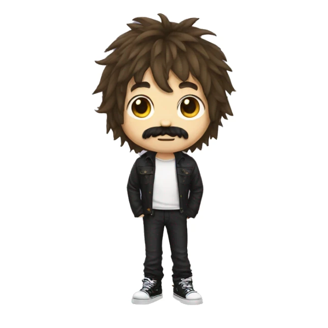emo boy with shaggy hair and moustache sticker