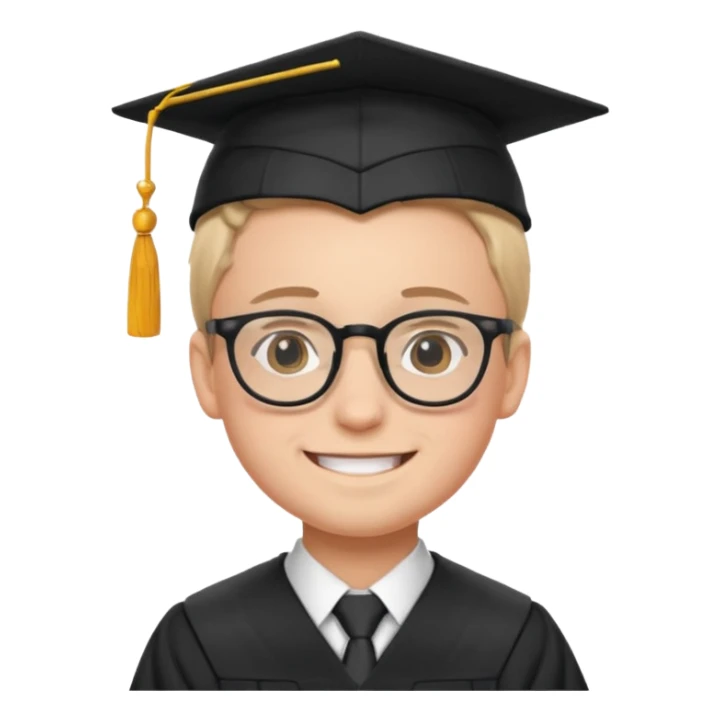 boy with glasses in graduation suit sticker