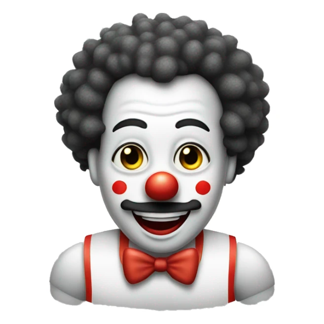 Clown wearing a tank top which has hairy armpits with a bowling pin on its head sticker