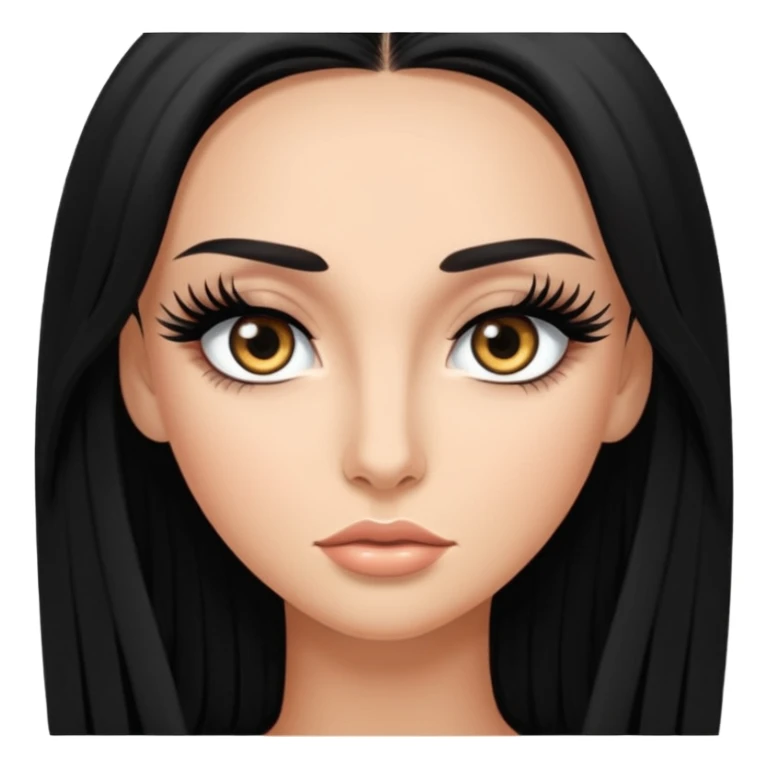 Lightly tan woman with black long hair and dramatic long eyelash extensions sticker