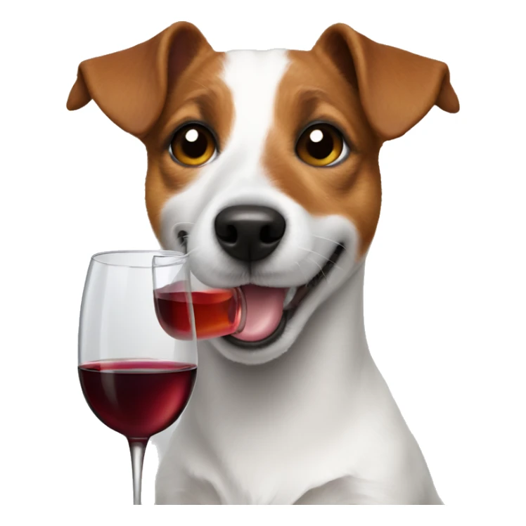 Jack Russell holds a glass of wine sticker