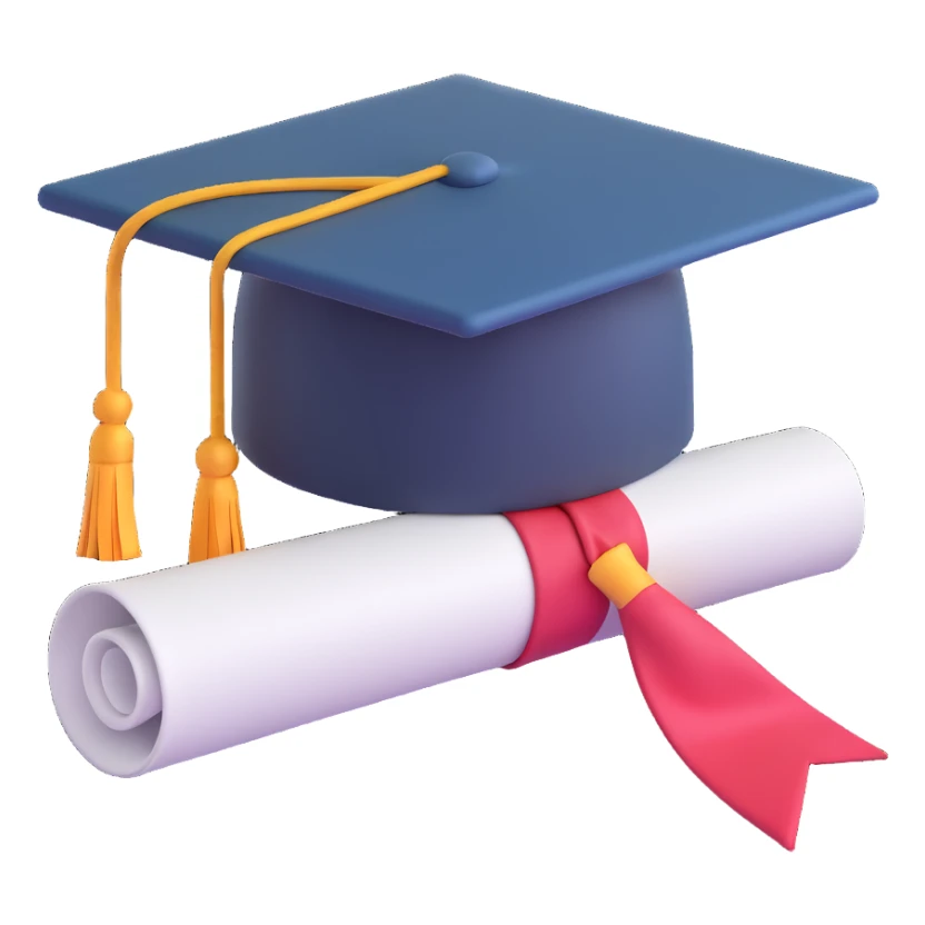 graduation cap with diploma, festive and cheerful sticker