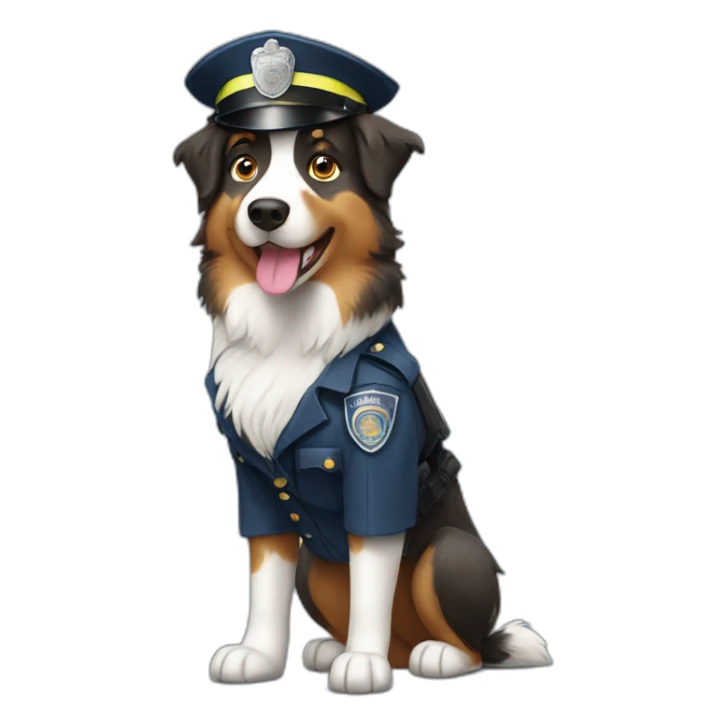 australian Shepherd in Police Uniform standing sticker