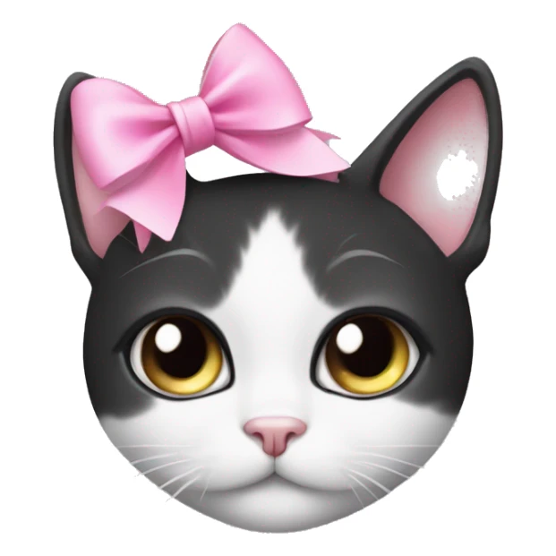 black and white cat with pink bow and long eyelashes  sticker