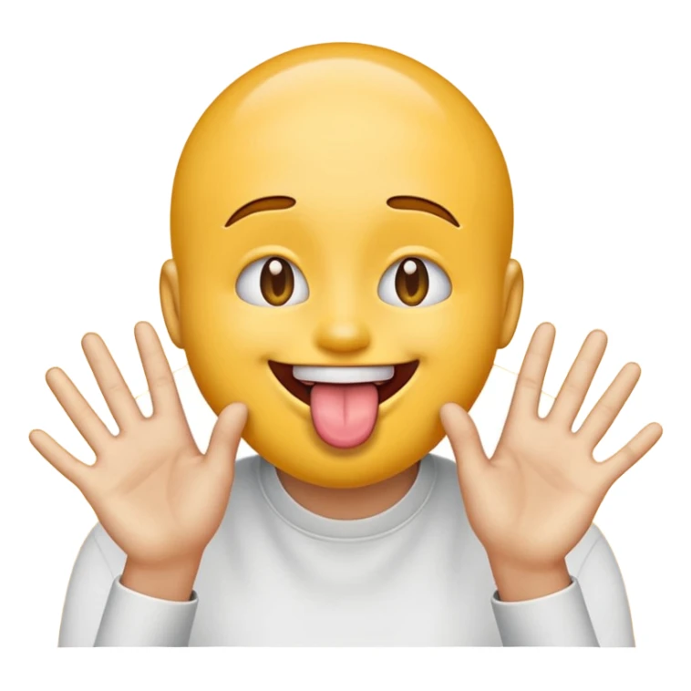 Sticking tongue out with hands gliding through yellow emoji  sticker