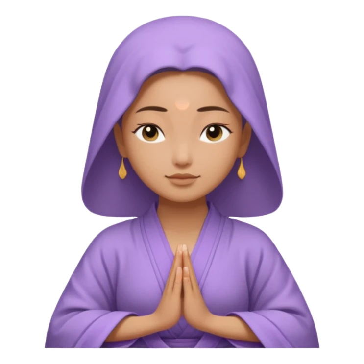 peaceful woman meditating, close-up face, wearing lavender Buddhist robe sticker