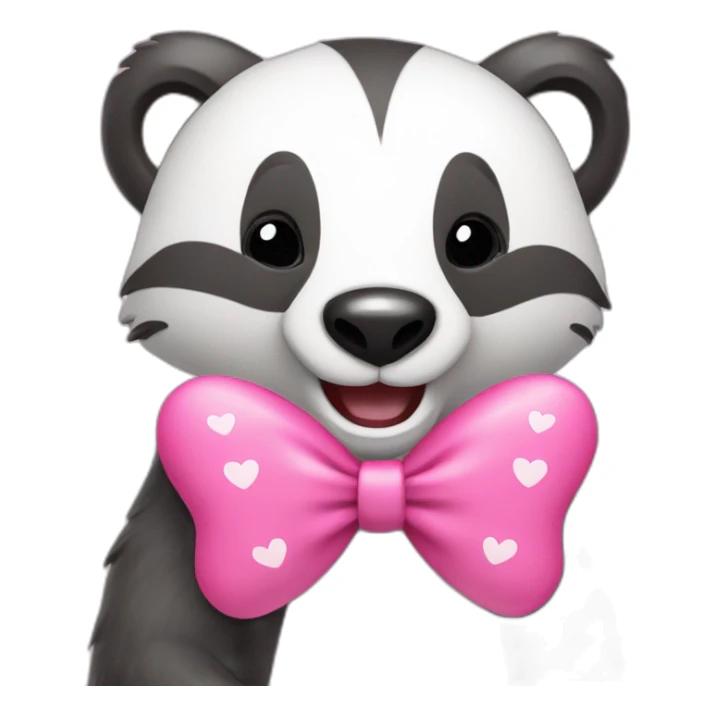 happy badger with pink bow and hearts sticker