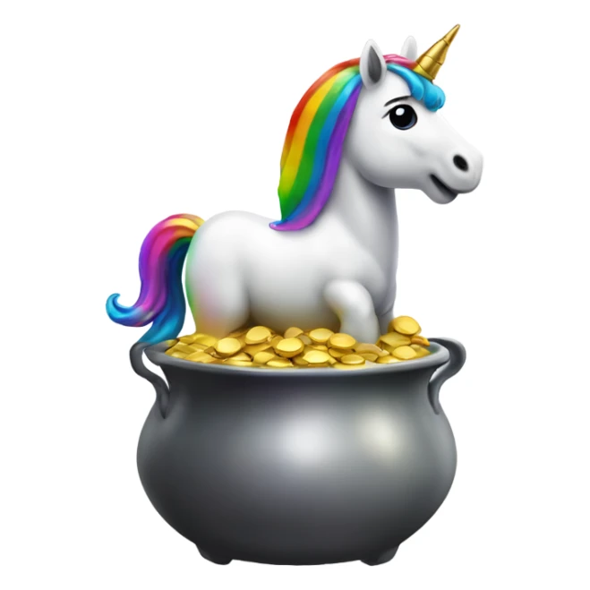Rainbow unicorn on a pot of gold sticker