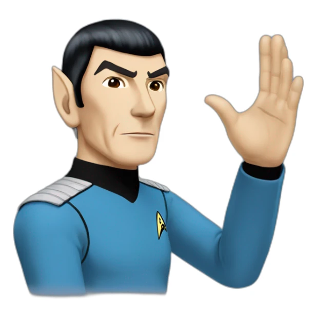 Spock with the Vulcan salute with Starfleet blue uniform (Star Trek) sticker