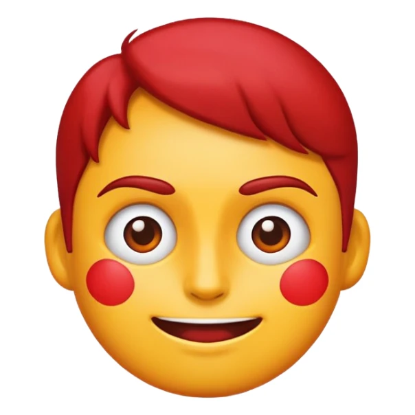 red-themed emoji character named DW, expressive and bold sticker