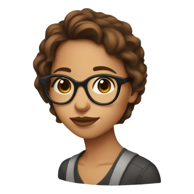 brown haired girl in glasses kissy face sticker