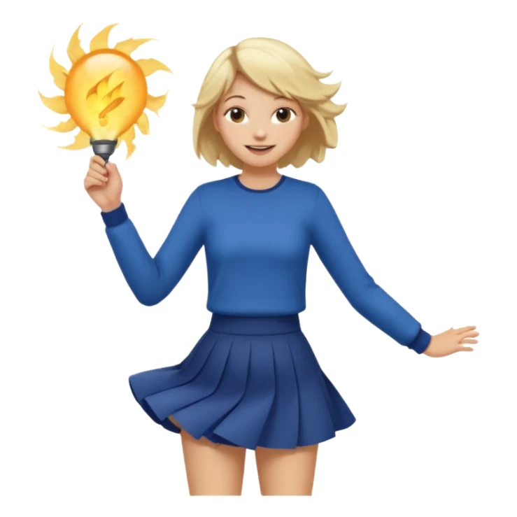 A girl with short skirt and wind is blowing up sticker