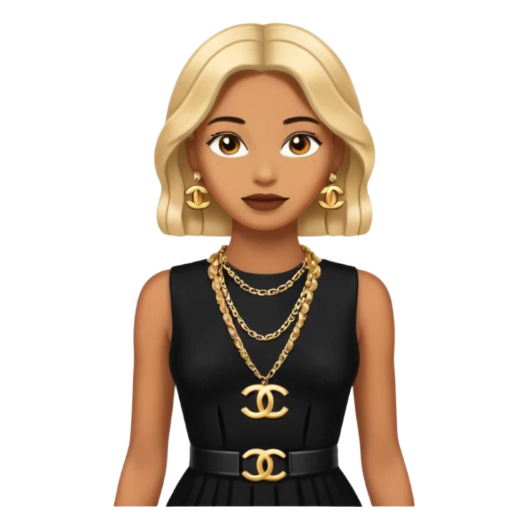 chanel black dress with gold chains sticker