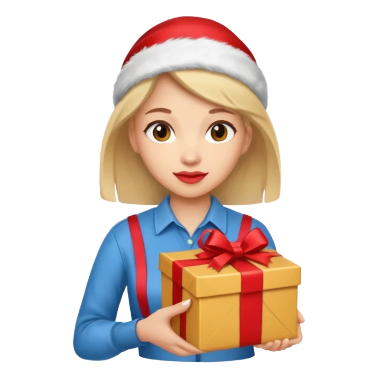 woman courier holding gift box sticker