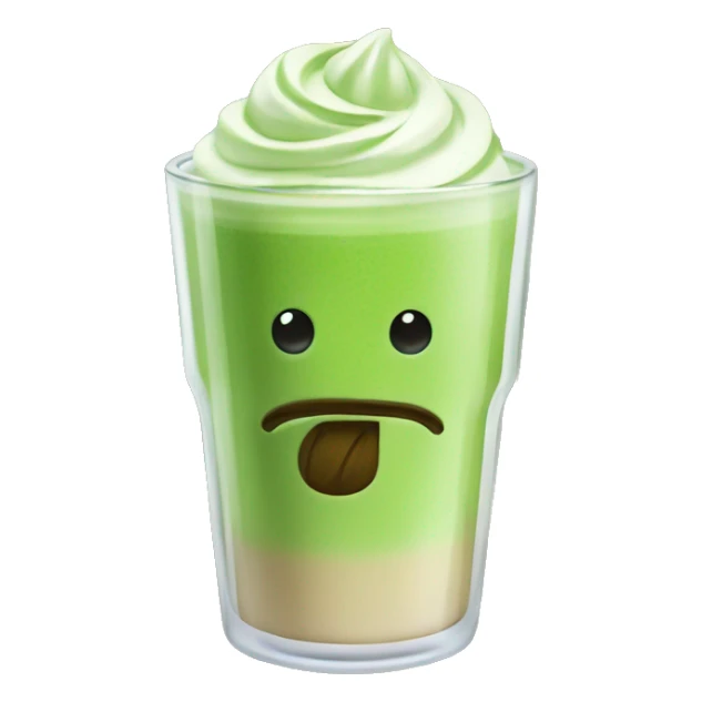 Matcha latte in a transparent glass sticker