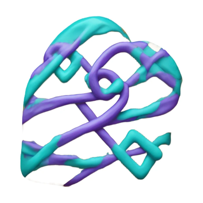 Cookie heart with teal purple awareness ribbon sticker