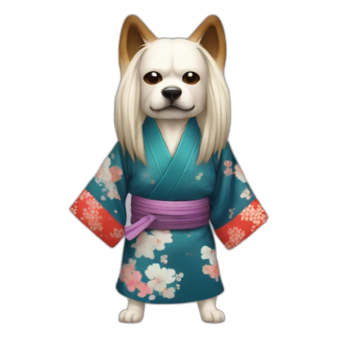 hot-guy-noh-dog-mask-longhair-japanese-kimono sticker