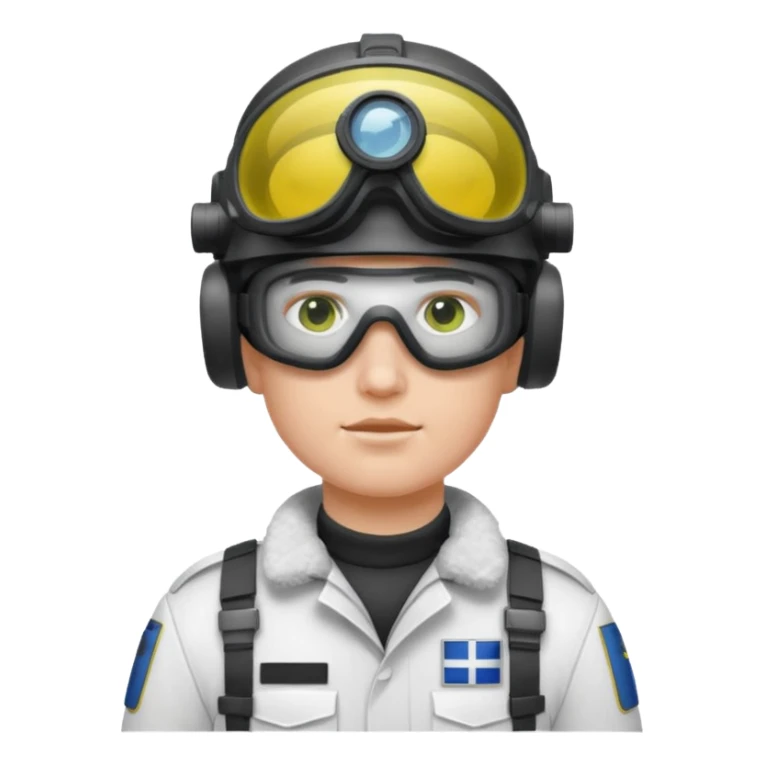 Finnish modern soldier with white snow uniform. with night vision goggles sticker