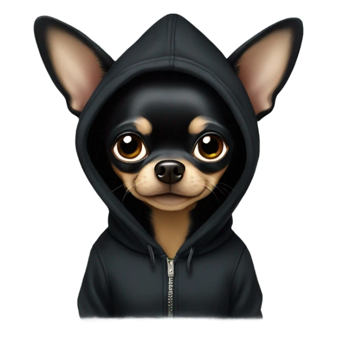 Black chihuahua in a black hoodie  sticker