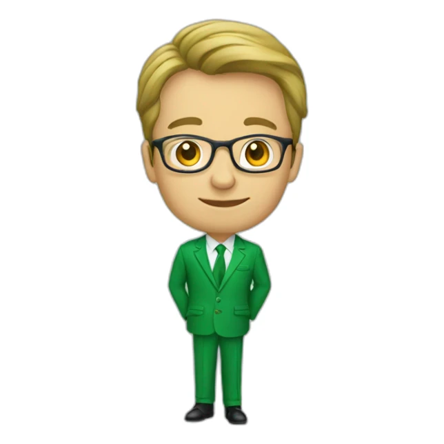 Wisdom, young marketing teacher in green suit sticker