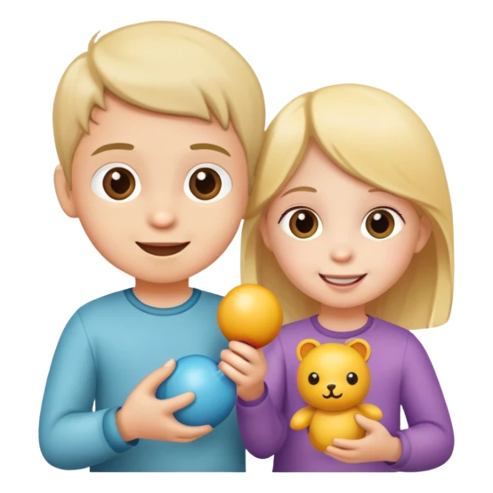 child sharing a toy with another child, cheerful and friendly sticker