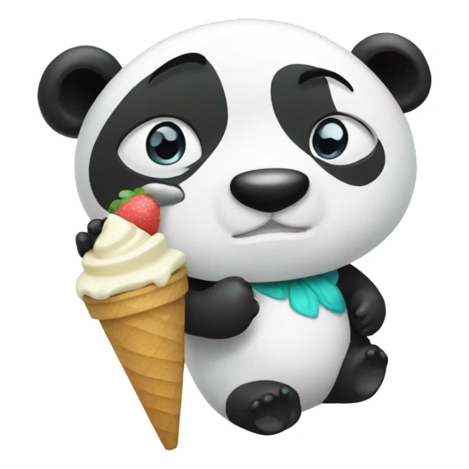 Panda eating ice cream sticker