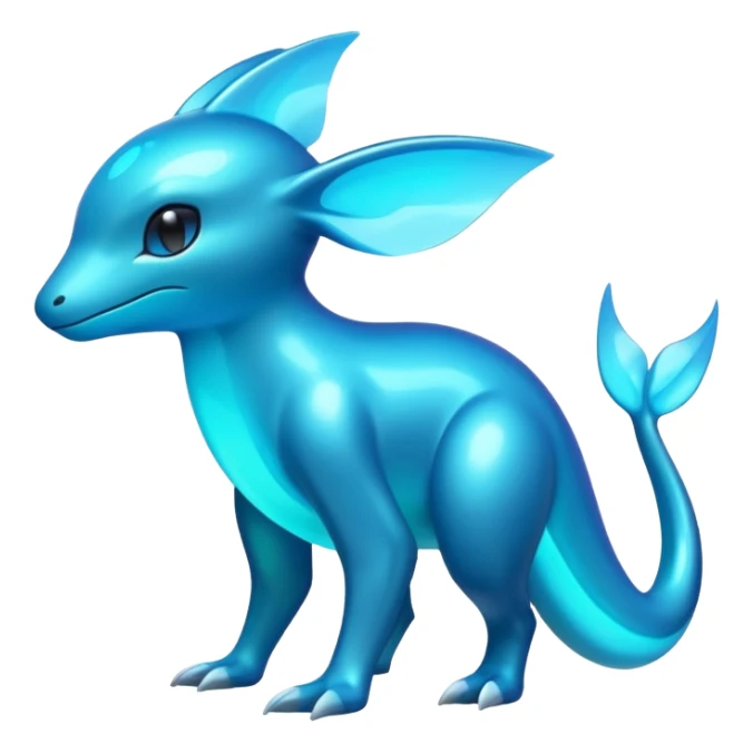 Shiny glowing bioluminescent fluorescent iridescent dark brightly neon shiny glossy alloy futuristic Amaura-Gible-Purloin-Pokémon (full body) sticker