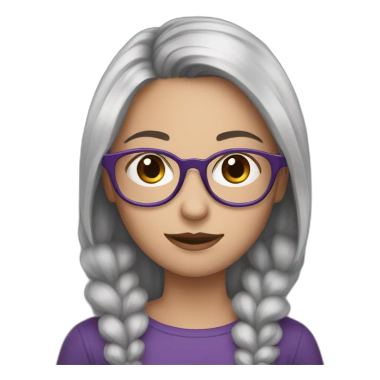 a caucassian girl with purple and brown hair, silver glasses sticker