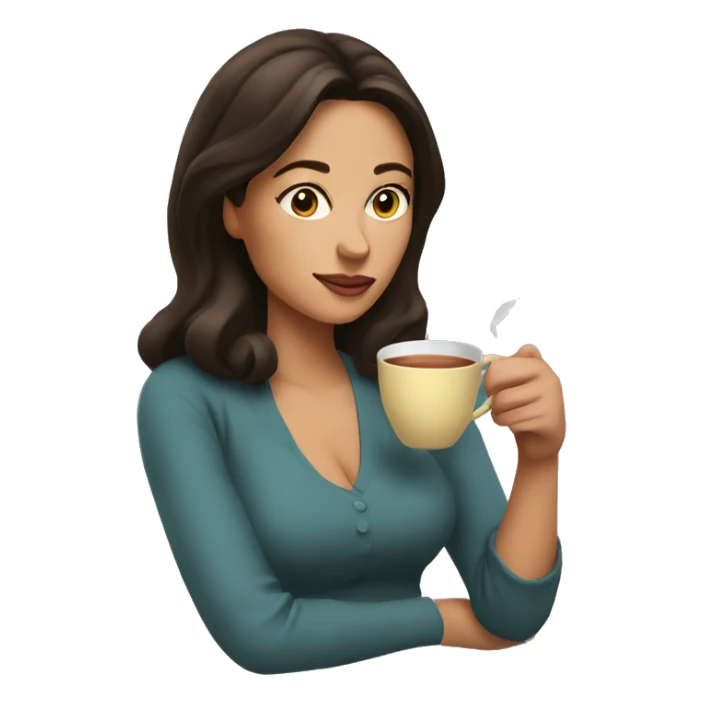 sly brunette woman sipping tea  sticker