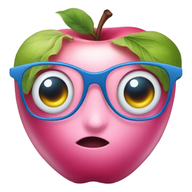 pink lady apple with blue eyes and glasses  sticker