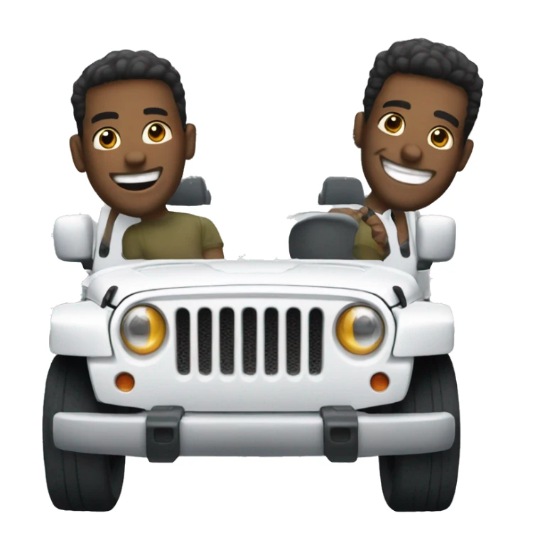 2 guys smiling in a white jeep  sticker