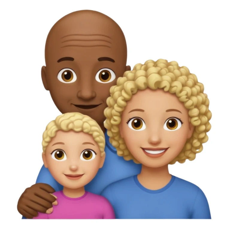 Papá calvo moreno, hija rizada y mamá rubia sticker