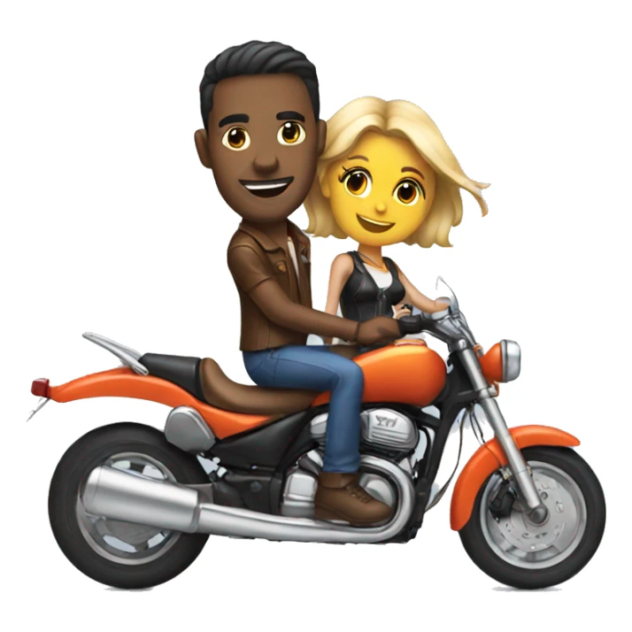 Man with a good looking girl riding on a motorcycle  sticker