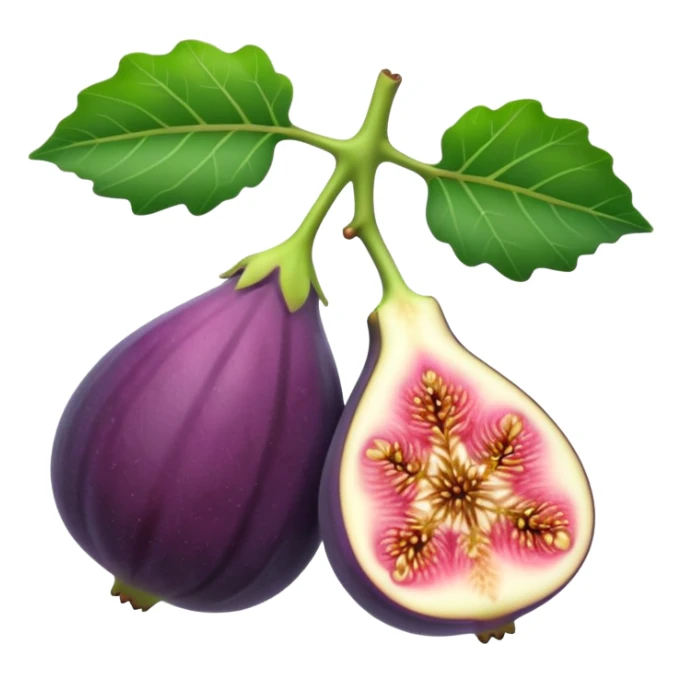 Please create a emoji of a cross-section of a fig with a small leaf sticker