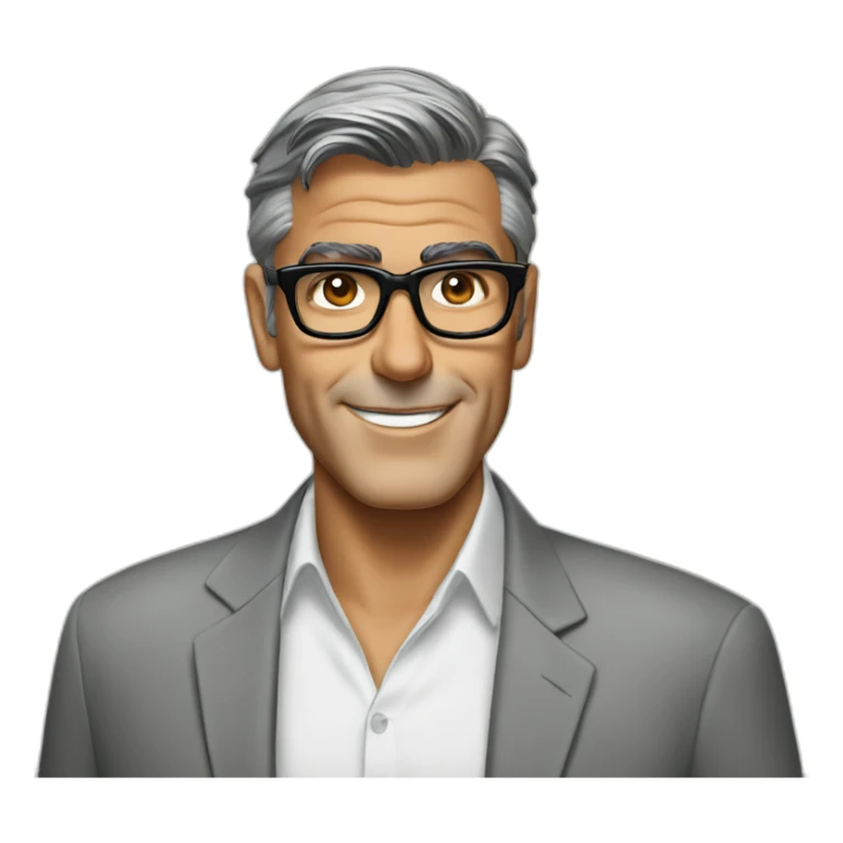 George clooney wearing glasses white shirt sticker